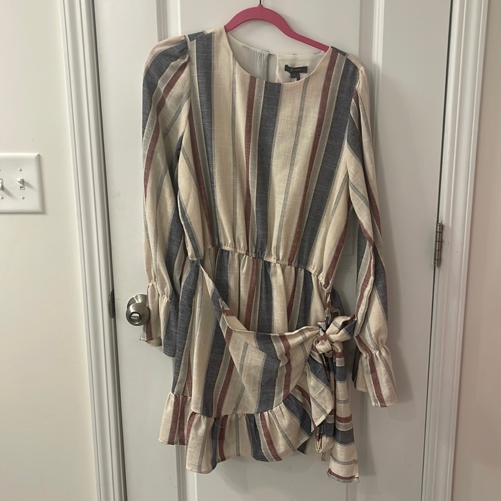 Tie front linen dress